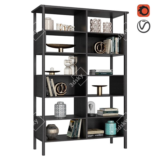Contempo 3-Section Closed Shelving 3D model image 1