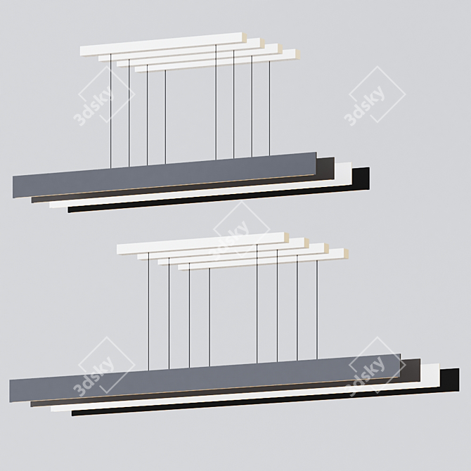 Slimline Linear Pendant Light: Modern Minimalist Lighting 3D model image 4