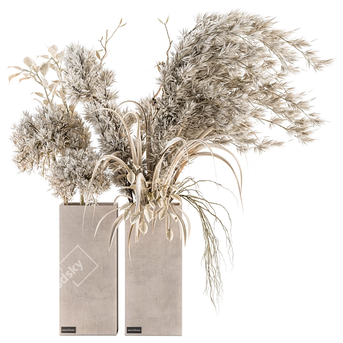 Pristine Pampas Stems - Dried Elegance 3D model image 1