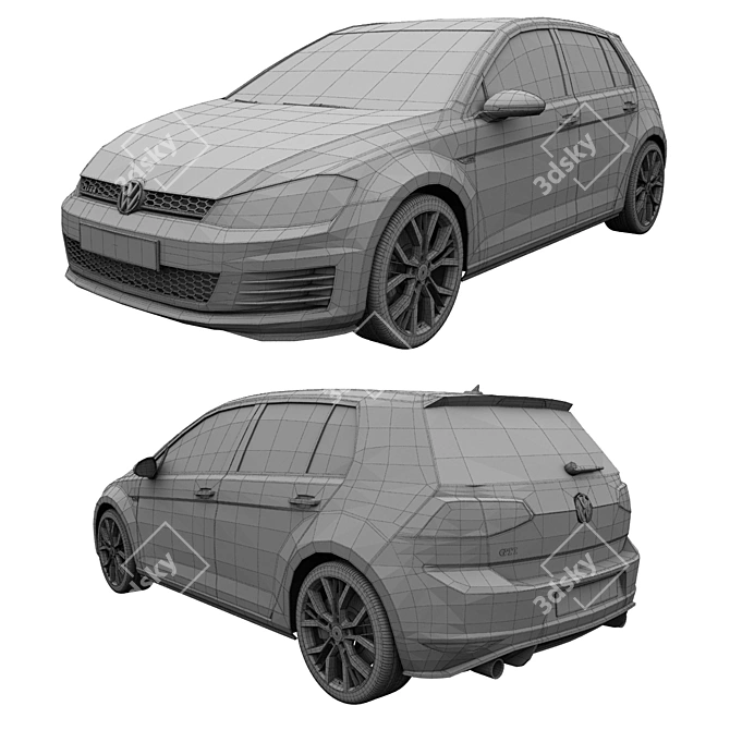 2014 Volkswagen Golf GTI: High Detail 3D Model 3D model image 4