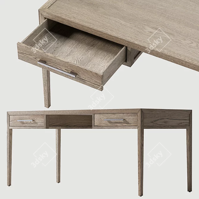 French Oak Textured Desk 3D model image 1