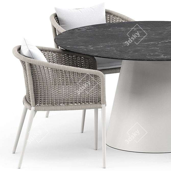 Contemporary Knot Armchair and Cone II Dining Table Round 140 by Janus 3D model image 2
