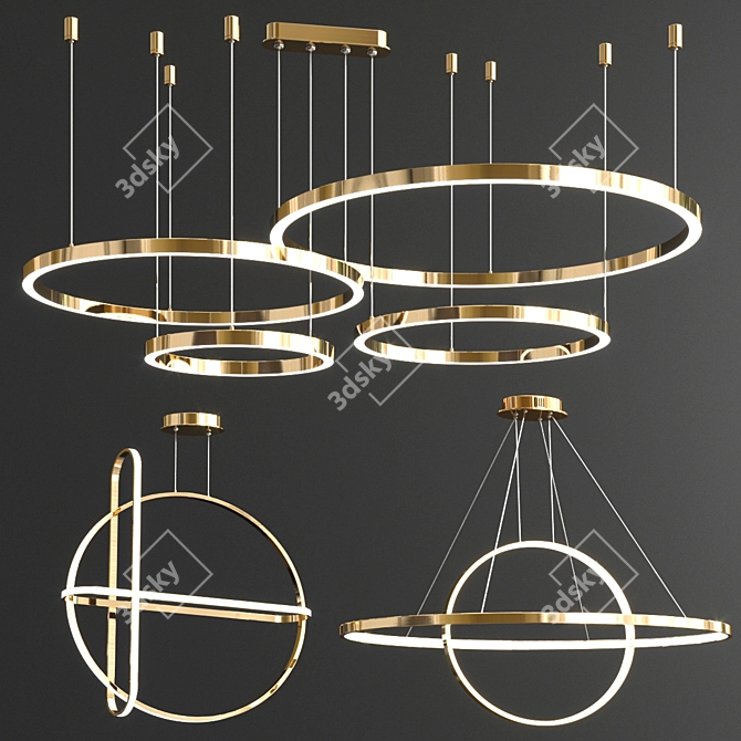 Elegant Ring Chandelier Collection 3D model image 1