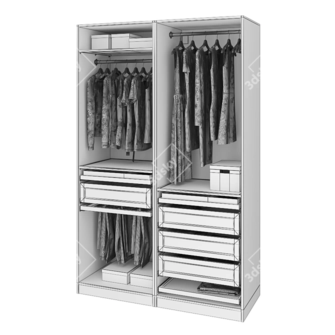 Stylish Ikea Pax Wardrobe 3D model image 2