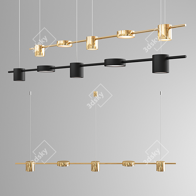 Elegant Brass Pendant Light 3D model image 1