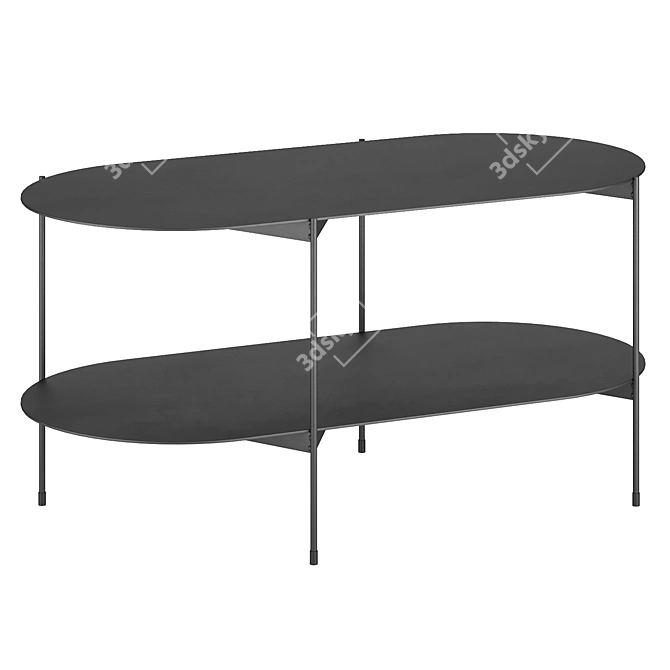 Industrial Steel Coffee Table with Double Top 3D model image 1