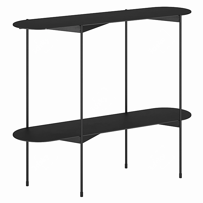 Sleek Metal Oblone Console 3D model image 1
