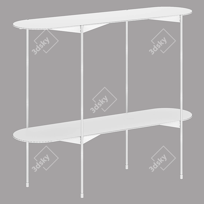 Sleek Metal Oblone Console 3D model image 2