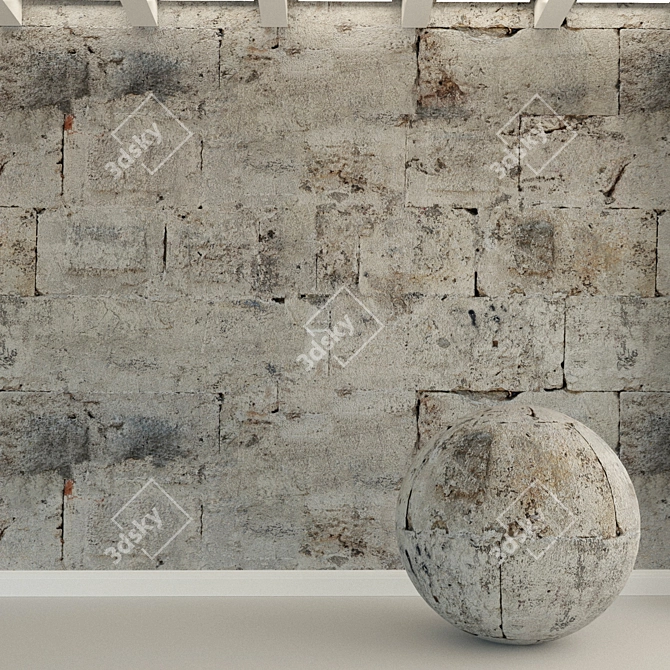 Stone Wall Block: High-Resolution Textured Material 3D model image 1