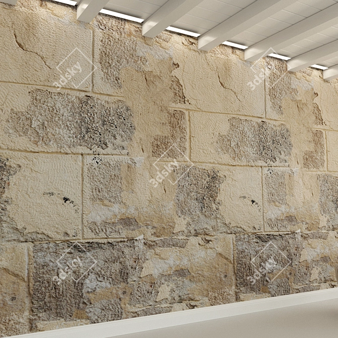 Seamless Stone Wall Block, High-Resolution Texture 3D model image 3