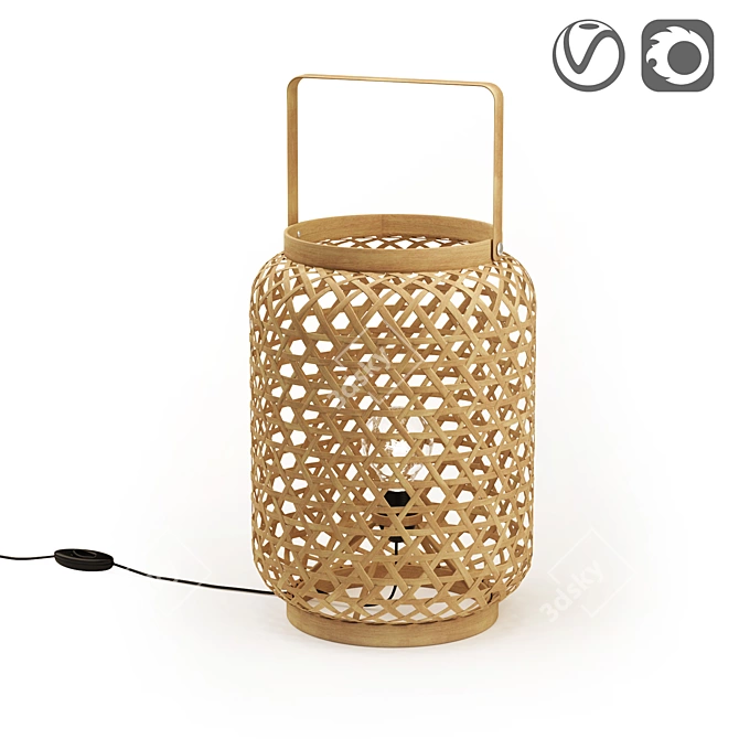 Handmade Bamboo Table Lamp 3D model image 1