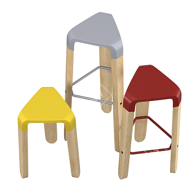 Pica Pau Triangular Stool 3D model image 4