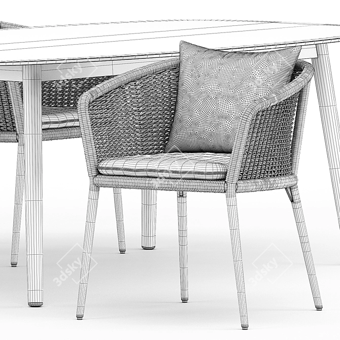 Elegant Knot Armchair & Ellisse Table 3D model image 5