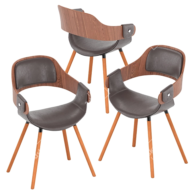 JODY Eco-Leather Wooden Leg Chair 3D model image 2