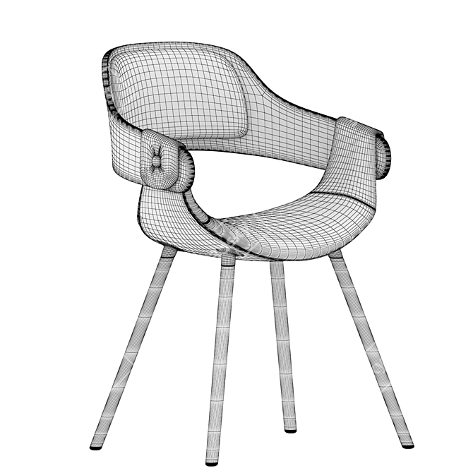 JODY Eco-Leather Wooden Leg Chair 3D model image 4