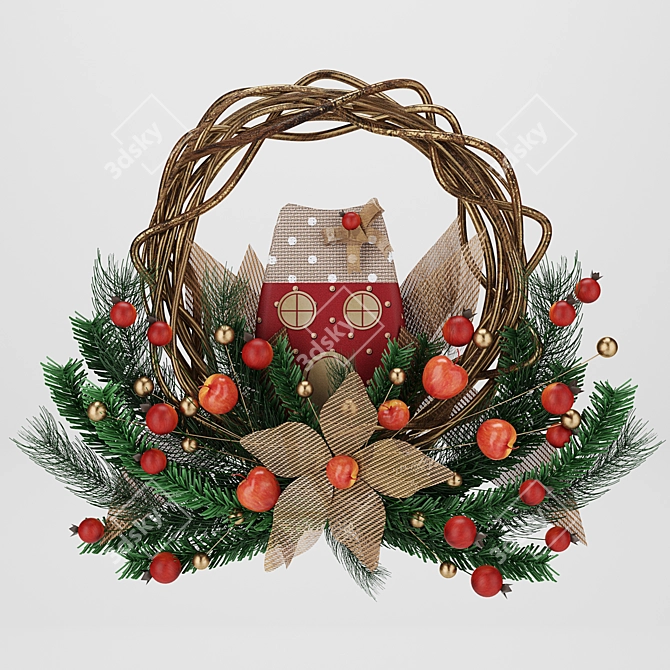 Festive Holiday Wreath - 550mm x 550mm 3D model image 1