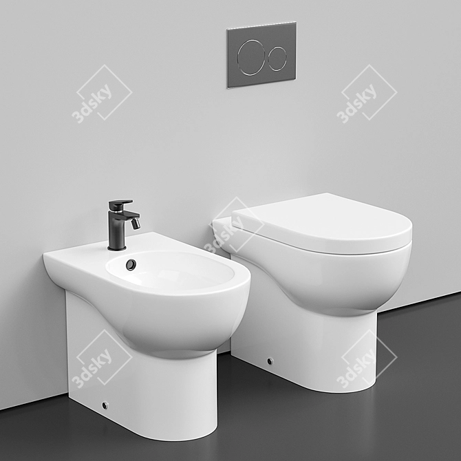 Azzurra Ceramica Nuvola - Sleek Ceramic WC & Bidet 3D model image 1