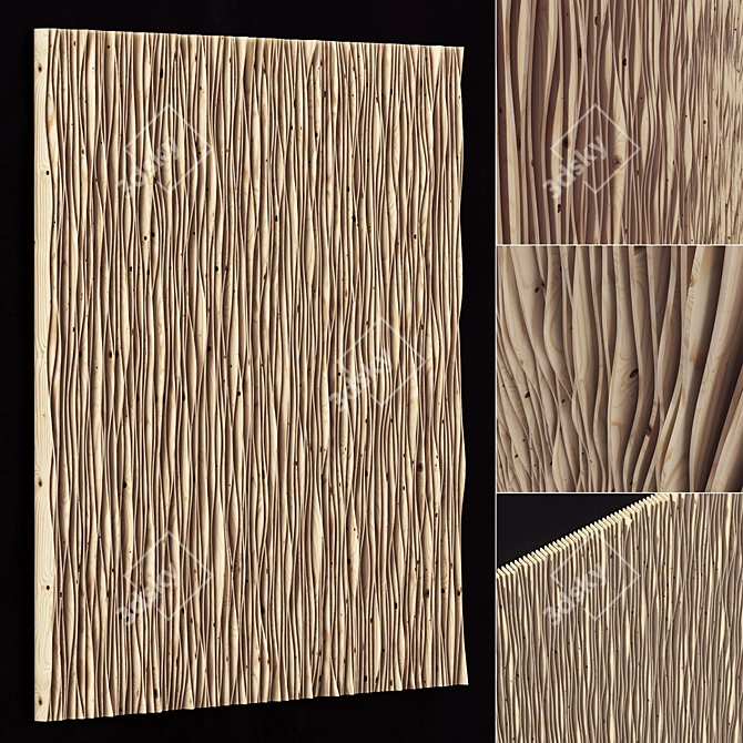 Parametric Wood Panel: Geometric Design 3D model image 1