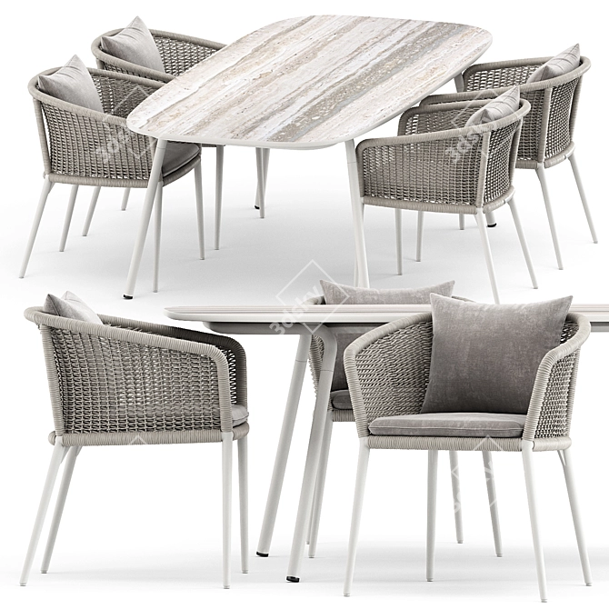 Elegant Knot Armchair & Flint CT220 Dining Table 3D model image 1