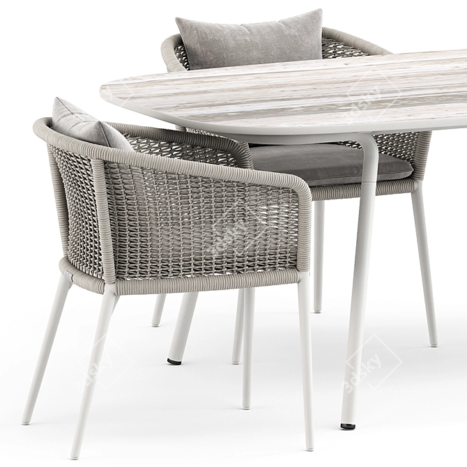 Elegant Knot Armchair & Flint CT220 Dining Table 3D model image 2