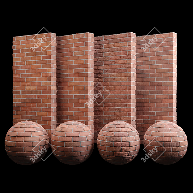 Vibrant Red Brick Tiles - High-Quality Texture 3D model image 1