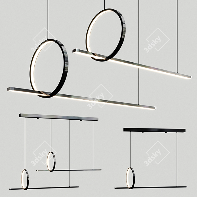 Modern Circle Pendant Light 3D model image 1