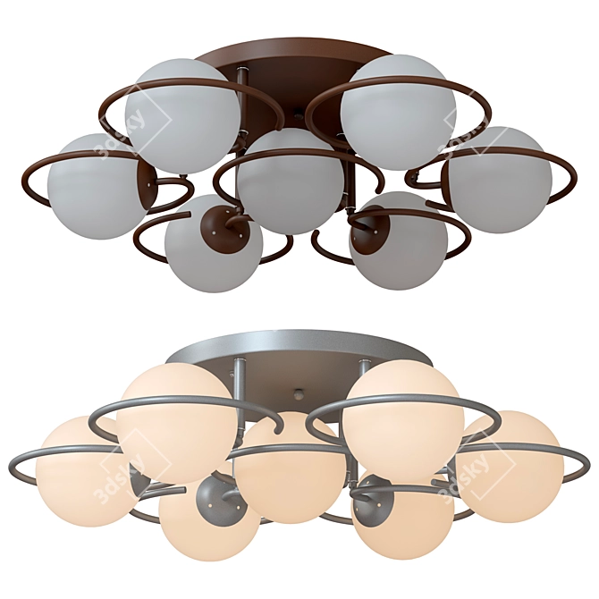 Modern Black and White Ring Chandelier 3D model image 1