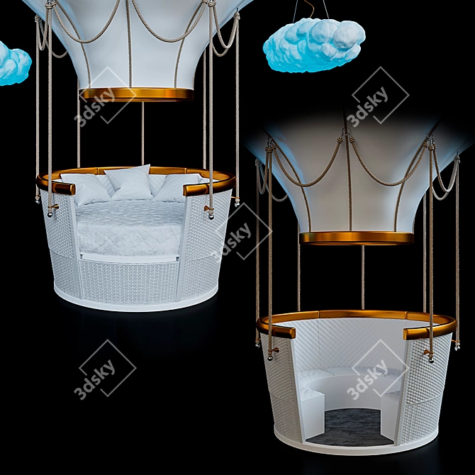 Fantasy Air Balloon Crib: Whimsical and Romantic Flight 3D model image 3