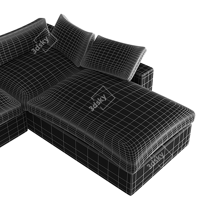 Luxury Amber Velvet Corner Sofa 3D model image 3