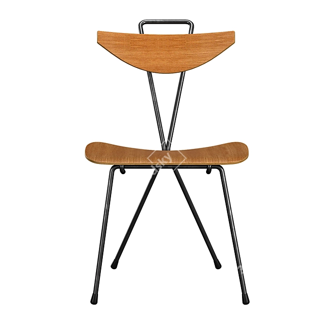 Industrial Plywood Dining Chair 3D model image 2