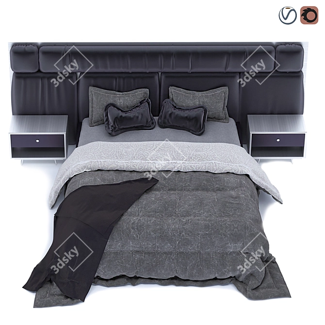 Contemporary Upholstered Bed 3D model image 3