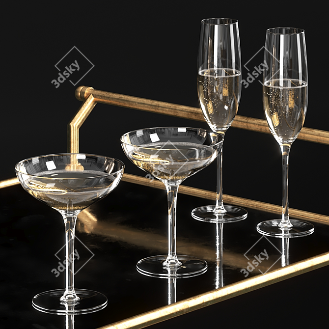 Elegant Felicity Bar Cart: Enhance Your Entertaining Space 3D model image 4