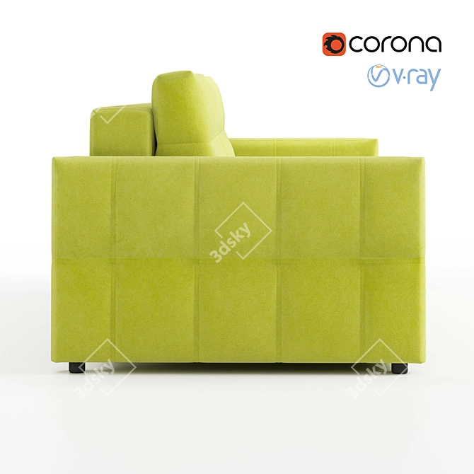 Drim 3-Seater Velvet Sofa 3D model image 2