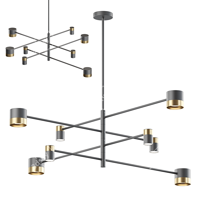 Lampatron SIF CH 8 Cylindrical Pendant Chandelier 3D model image 3