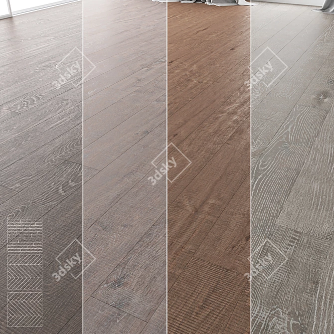 Wood Floor Set: Dakota, Montana, Terra, Vicksburg Wildwood 3D model image 1