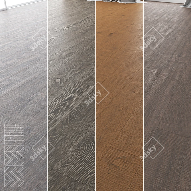 Title: Wooden Floor - 10 Piece Set 3D model image 1