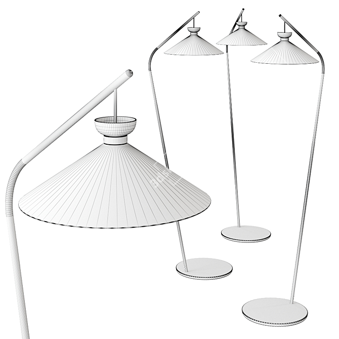 Sleek Japanese Floor Lamp by Midj 3D model image 2