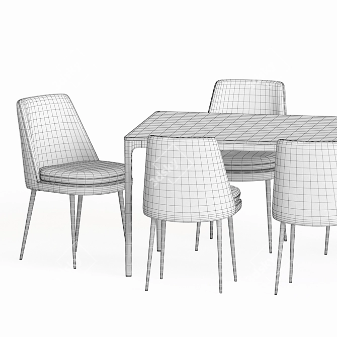 Modern Dining Set: Metal, Wood, Velvet 3D model image 3