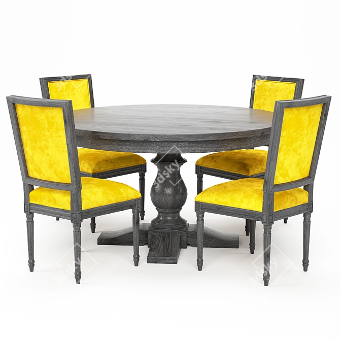 Elegant 60" Dining Set 3D model image 1