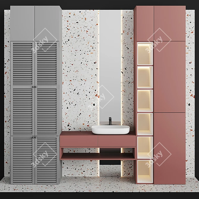 Sleek Bathroom Furniture Set 3D model image 1