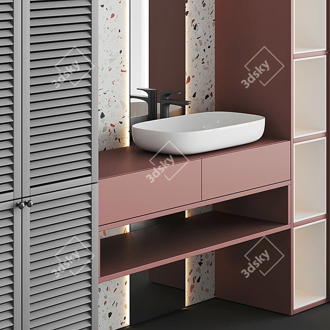 Sleek Bathroom Furniture Set 3D model image 4