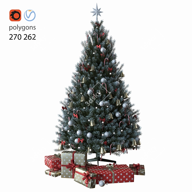 Christmas Sparkle: Premium Multi/Sub-Object Christmas Tree 3D model image 1