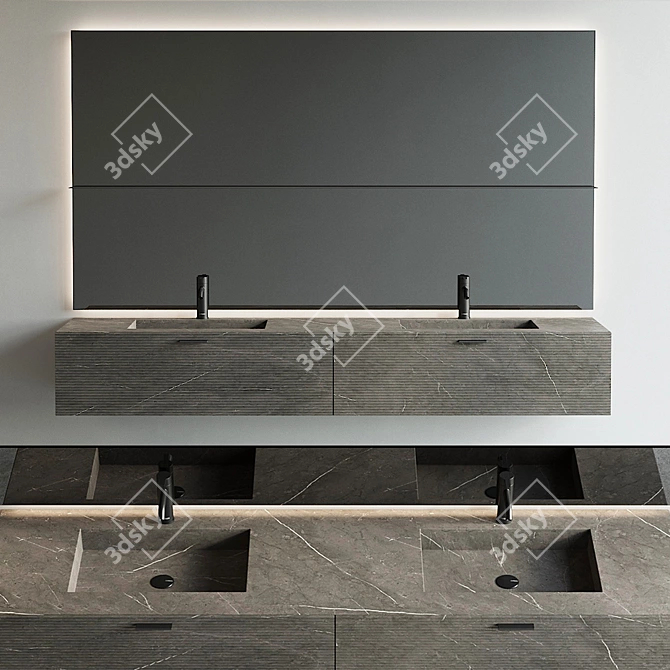 Modern Wall-mounted Grate Marble Vanity 3D model image 1