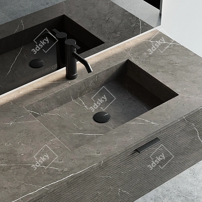 Modern Wall-mounted Grate Marble Vanity 3D model image 2