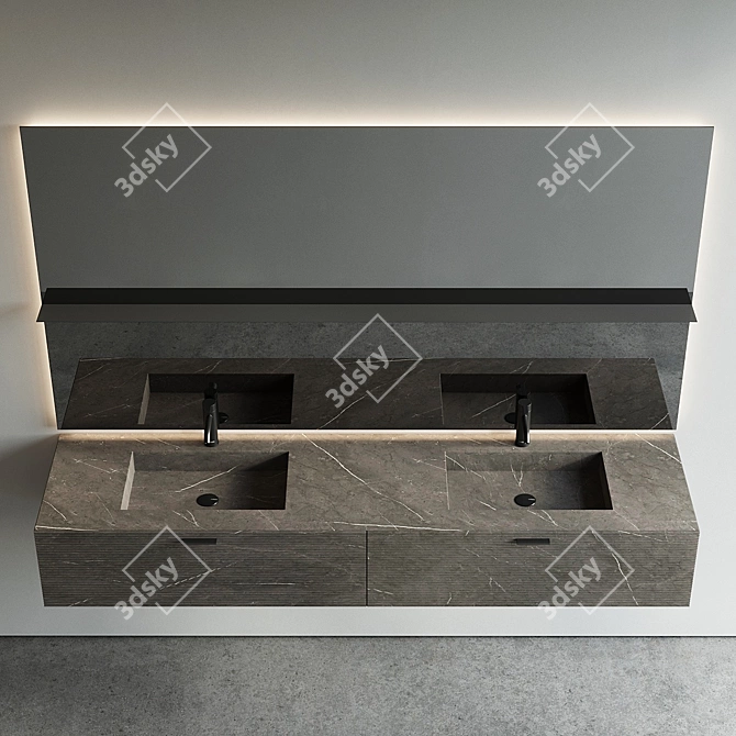 Modern Wall-mounted Grate Marble Vanity 3D model image 4