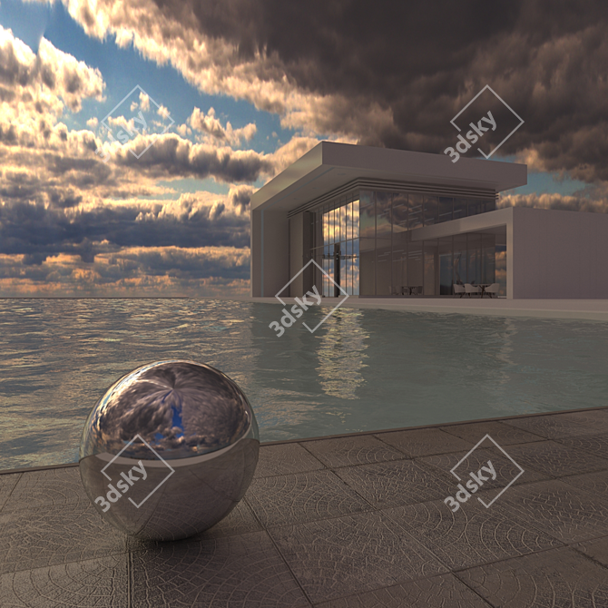 Aerial HDRI with Poolside Home 3D model image 2