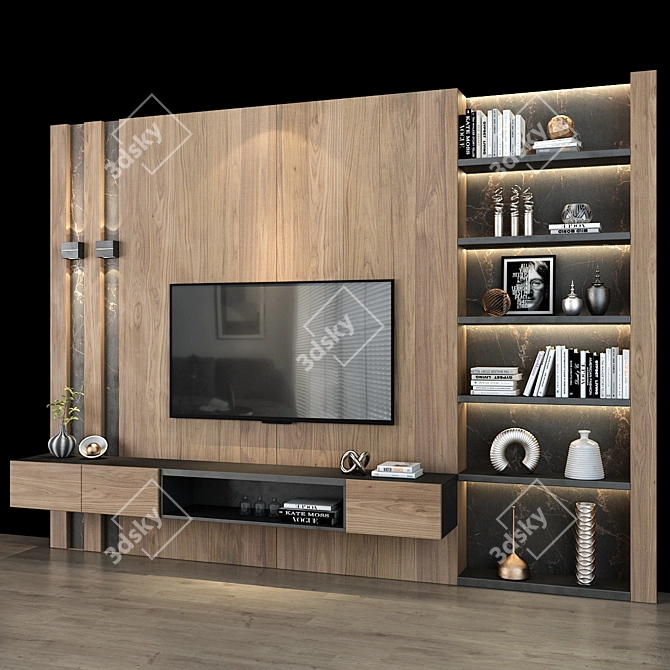 Stylish TV Shelf 0259 - Organize your Entertainment Area 3D model image 2