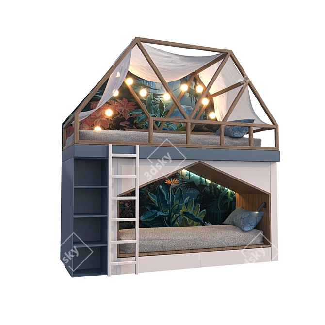 Little Prince Style Kids Bunk Bed 3D model image 1