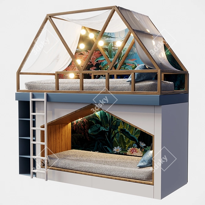 Little Prince Style Kids Bunk Bed 3D model image 7