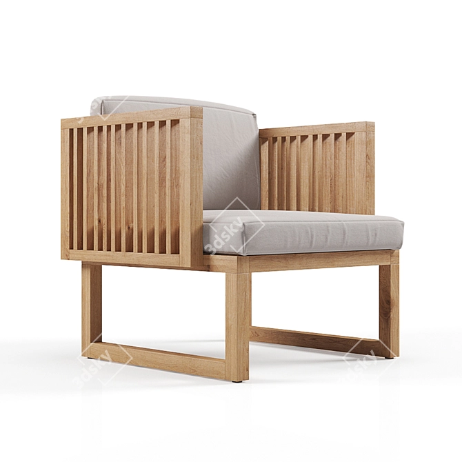 Modern Outdoor Wooden Chair 3D model image 1